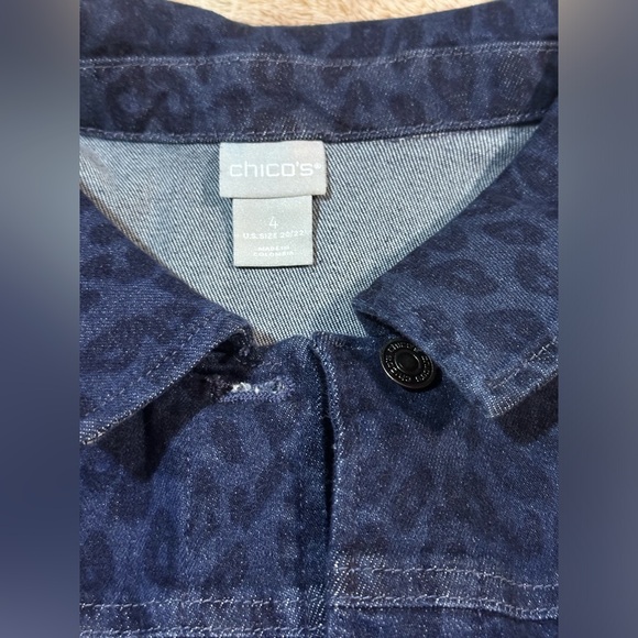 Animal-Print Elongated Denim Jacket size 20-22 - Picture 3 of 7